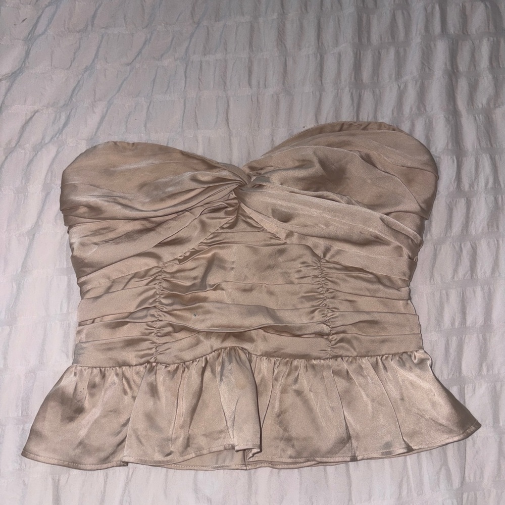 Express Cream Strapless Top